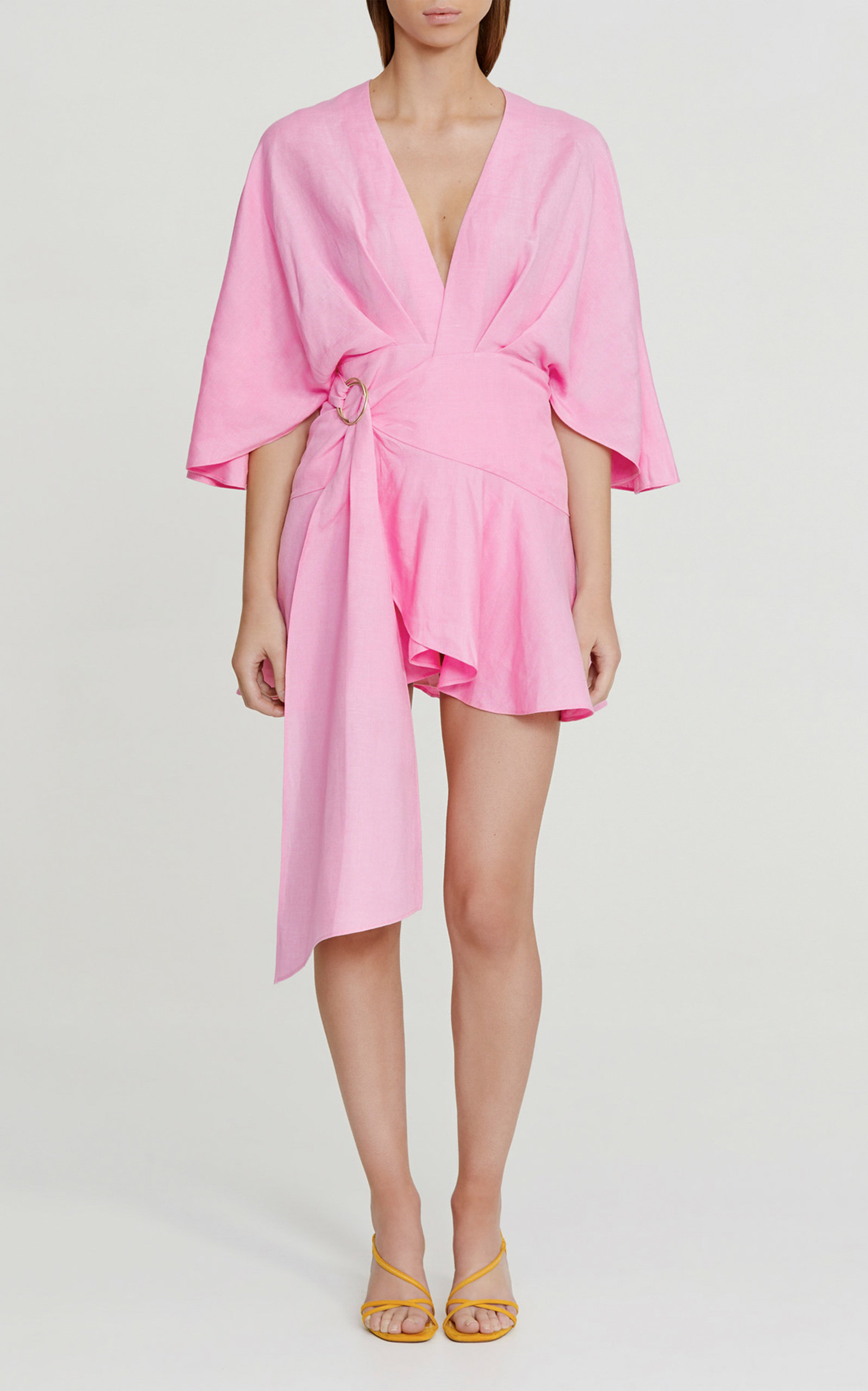 Olivia Linen-blend Mini Wrap Dress ...